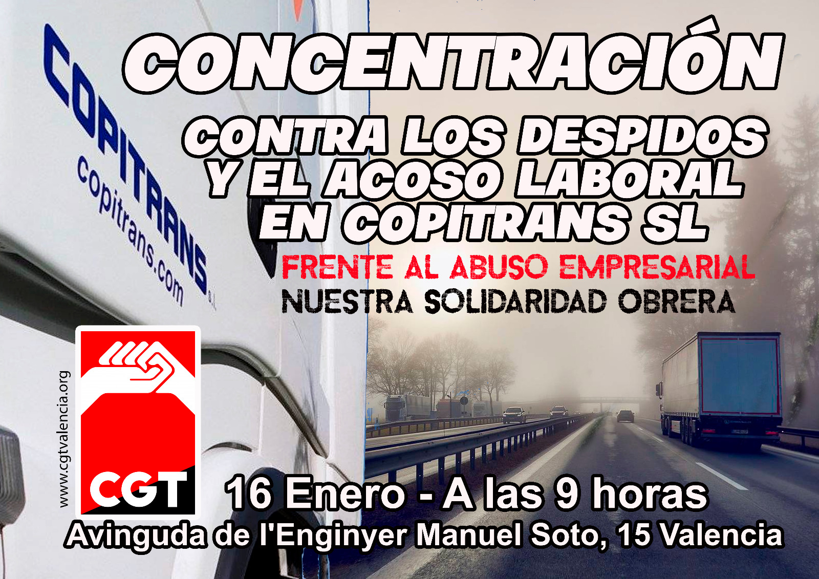 CGT se concentra en contra la vulneración de derechos de las trabajadoras de Copitrans S.L.